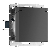 Розетка Werkel встраиваемая графит матовый со шторками с крышкой (a069592)