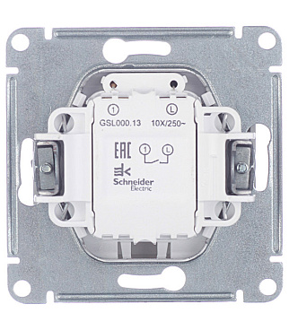 Выключатель Systeme Electric Glossa одноклавишный встраиваемый алюминий с подсветкой (GSL000313)