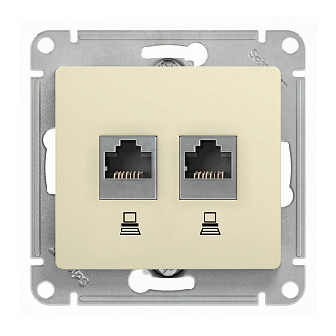 Розетка компьютерная Systeme Electric Glossa встраиваемая бежевая 2хRJ45 (GSL000285KK)