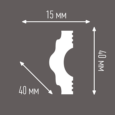 Молдинг из пенополистирола 40х15х2000 мм Плинтэкс белый