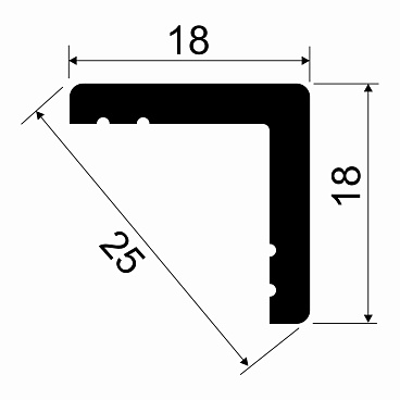 Уголок из экополимера ударопрочный 18х18х2000 мм Cosca AX002