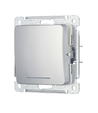 Выключатель Hegel Master одноклавишный встраиваемый серебро с самовозвратом с подсветкой (ВС10-432-06)