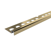 Профиль для плитки до 10 мм окантовочный П-образный матовый нержавеющая сталь 2700х32х11,8 мм шампань