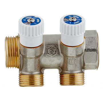 Коллектор Stout 1 ВР(г) х 2 выхода 3/4 НР(ш) ЕК х 1 НР(ш) (SMB 6851 013402)