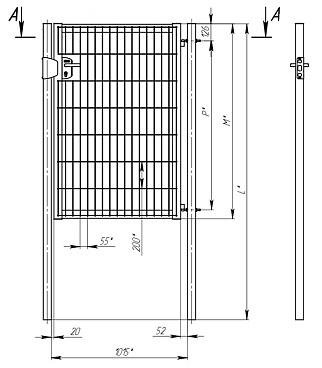 Калитка распашная с панелью 3D Medium и столбами 1х2,03 м зеленая RAL 6005