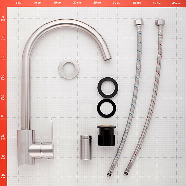 Смеситель для кухни Corsa Deco Creek нержавеющая сталь с высоким изливом однорычажный (966373)