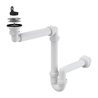 Сифон для раковины и мойки Alcadrain 1 1/2х40 мм со смещением с выпуском d60 мм белый (A413/AG210511100)