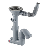 Сифон для мойки АНИ пласт 3 1/2х40 мм с выпуском d115 мм с переливом с соединением 40 мм (F1045S)