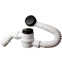 Сифон для ванны McAlpine 1 1/2х50 мм регулируемый полуавтомат с выпуском d70 мм клик-клак с переливом с соединением 40/50 мм (MRB11-MBL)