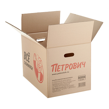 Коробка картонная Петрович 610х380х395 мм усиленная с боковыми прорезями