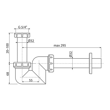 Сифон для раковины Alcadrain 1 1/4х32 мм без выпуска (A45F-DN32/AG210902132)