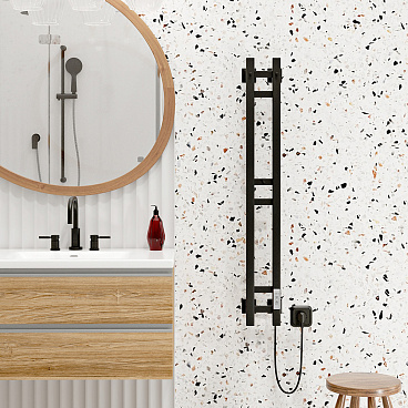 Полотенцесушитель электрический MyFrea MyParma 1200х100 мм 100 Вт с терморегулятором черный