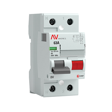 УЗО EKF Averes DV 63А 1P+N тип A 30 мА 10 кА (rccb-2-63-30-a-av)