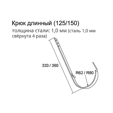 Кронштейн желоба Grand Line металлический d125 мм 210 мм красное вино RAL 3005