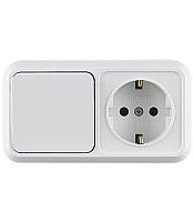 Блок выключатель и розетка Makel Siva Ustu одноклавишный накладной белый (451A1)