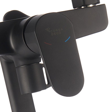 Смеситель для ванны Corsa Deco CX черный матовый однорычажный с длинным изливом с лейкой (FBTCX3B)