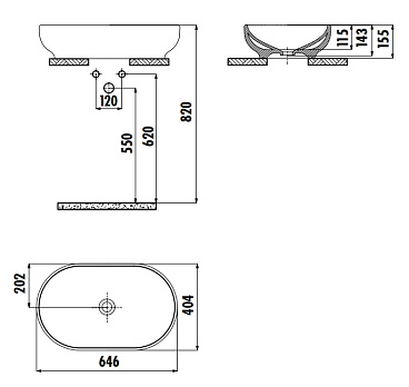 Раковина на столешницу 40*65 см Minimal цв. белый MN165-00CB00E-0000
