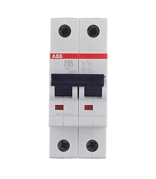 Автоматический выключатель модульный ABB S202 2P 63А тип C 6 кА 400 В (2CDS252001R0634)