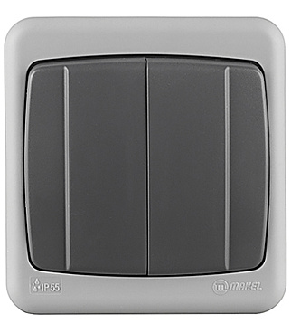 Выключатель Makel двухклавишный накладной серый (36064003)