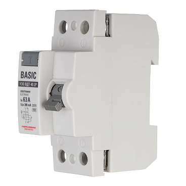 УЗО EKF Basic ВДТ-40 63А 1P+N тип AC 300 мА 4,5 кА (elcb-2-63-300e-sim)