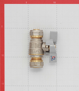 Кран шаровой латунный СТМ 16 обж(ц) х 16 обж(ц) для металлопластиковых труб бабочка прямой