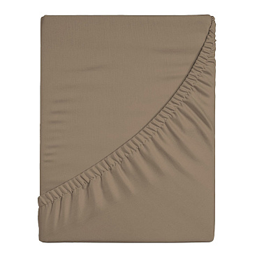 Простыня на резинке 160х200х25 см перкаль коричневая Василиса Idea