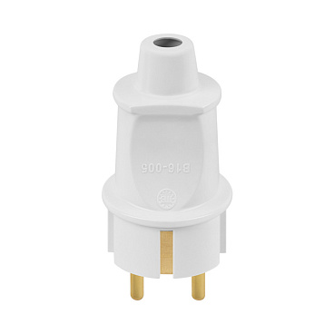 Вилка прямая с заземлением 16 А 250 В Duwi белая (30465 4)