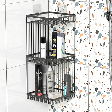 Полка для ванной Fora Connect трехъярусная 520х200х200 мм металл черная (FOR-DIM093B/4440)