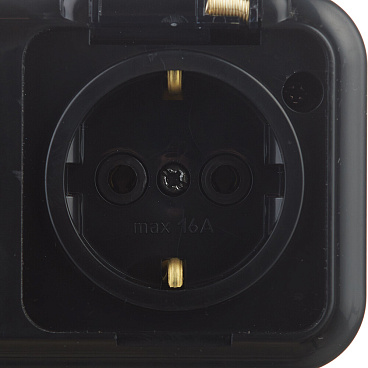 Розетка Svet накладная черная с крышкой (EV 0366-6621)