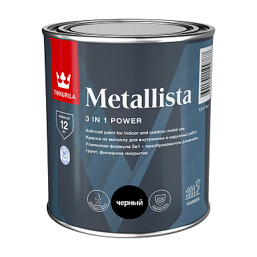 Краска по ржавчине Tikkurila/Tikkivala Metallista черная гладкая глянцевая 0,8 л