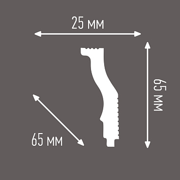 Плинтус потолочный из пенополистирола 25х65х2000 мм под натяжной потолок Плинтэкс O 25/65 SC