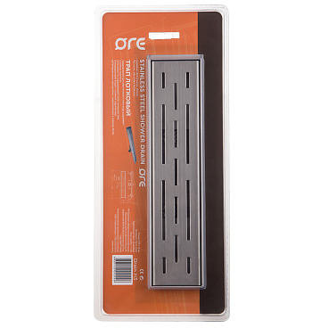 Лоток душевой Ore с гидрозатвором 300х65 мм d40 мм решетка из нержавеющей стали (Drain H3)