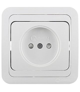Розетка Makel Mimoza встраиваемая белая со шторками (12052)