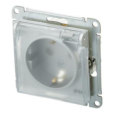 Розетка Systeme Electric AtlasDesign Aqua встраиваемая алюминий со шторками с крышкой (ATN440346)