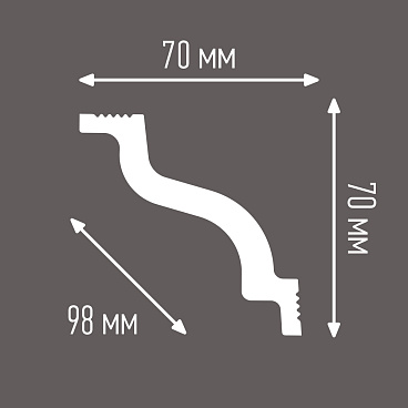 Плинтус потолочный из пенополистирола 70х70х2000 мм Плинтэкс D 70/70