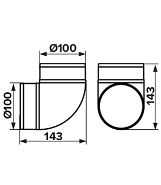 Колено для круглых воздуховодов ERA пластиковое d100 мм 90°
