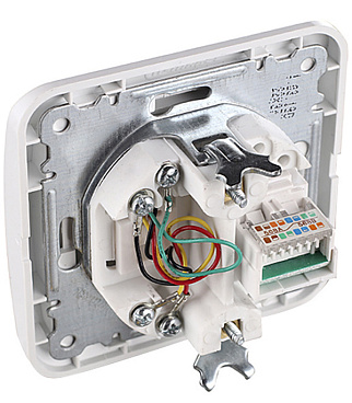 Розетка компьютерная/ телефонная Makel Mimoza встраиваемая белая RJ11/ RJ45 (12037)