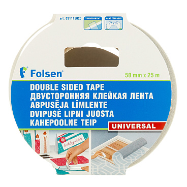Лента клейкая монтажная Folsen двусторонняя 50 мм 25 м