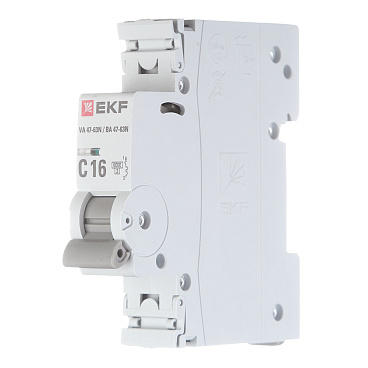 Автоматический выключатель модульный EKF PROxima ВА 47-63N 1P 16А тип C 6 кА 230 В (M636116C)