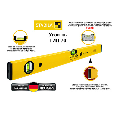 Уровень STABILA 70 100 см 2 глазка