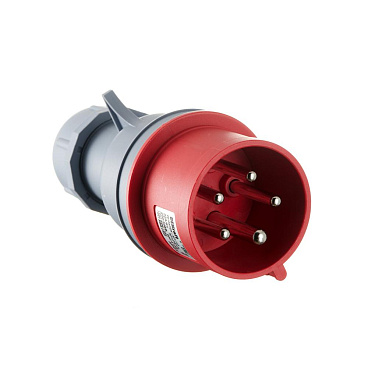 Вилка силовая прямая переносная Dekraft ВП-103 с заземлением 3P+N+PE 3 фазы 32 А 380 В IP44 красная (26105DEK)