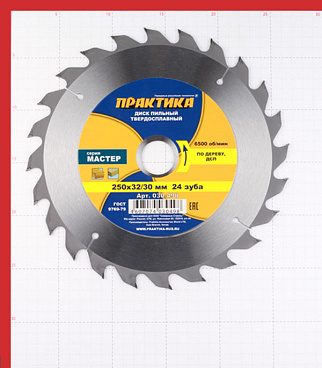 Диск пильный по дереву Практика 250х32/30х2,9 мм 24 зуба (030-498)
