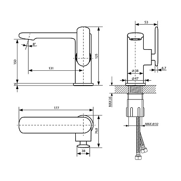 Смеситель для раковины Lavelly Vertex хром однорычажный (673113)