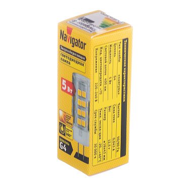 Лампа светодиодная Navigator G4 5 Вт 3000К теплый свет 220 В капсула (614830/61483)