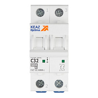 Автоматический выключатель модульный КЭАЗ OptiDin BM63 2P 32А тип C 4,5 кА 230/400 В (326806)