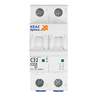 Автоматический выключатель модульный КЭАЗ OptiDin BM63 2P 32А тип C 4,5 кА 230/400 В (326806)