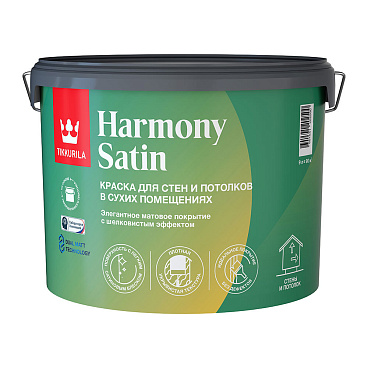 Краска моющаяся Tikkurila/Tikkivala Harmony Satin база А белая 9 л
