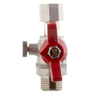 Кран шаровой латунный Valtec 1/2 НР(ш) х 3/8 ВР(г) для подключения манометра проходной бабочка прямой (VT.806.N.0403)