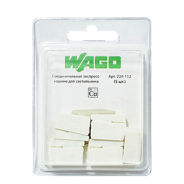 Клемма на 2 провода Wago 224-112 0,5-2,5 кв. мм с пастой для светильника (5 шт.)