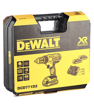 Дрель-шуруповерт аккумуляторная DeWalt 18 В 2 Ач Li-Ion 2 АКБ и ЗУ (DCD771D2-QW)